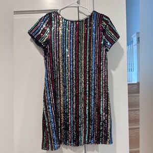 GB Girls Black and Blue Sequin Sheath Dress